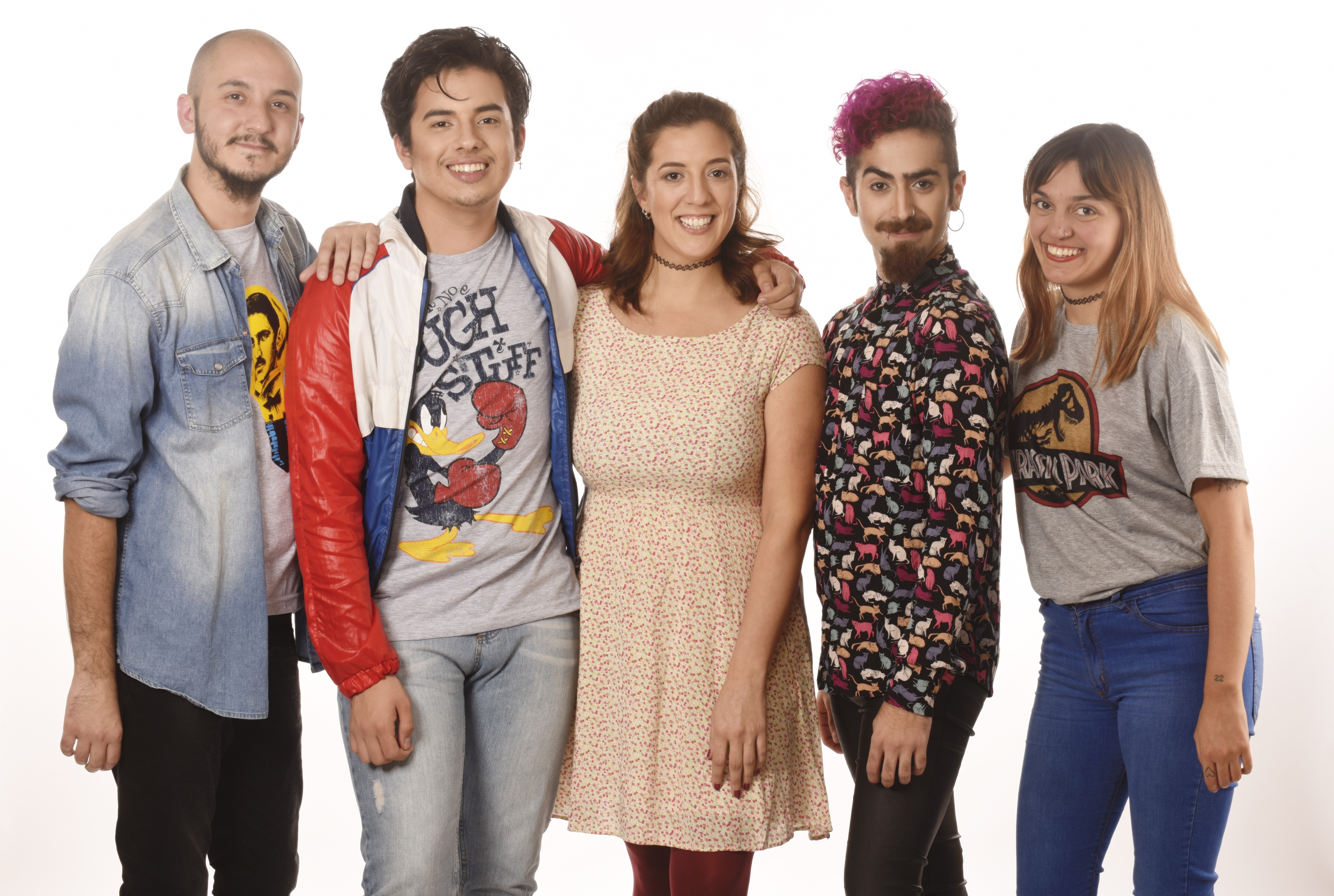Izquierda a derecha: Ezequiel Elizalde, Cristian Gajardo, Antonella Gatti, Nazareno Marozzi y Agustina Rodriguez